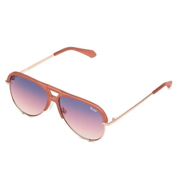 QUAY | High Key Mini Remixed Aviator Sunglasses Pink Purple Gradient Gold Frame main image 10